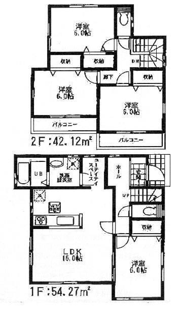 Floor plan. (3 Building), Price 30,800,000 yen, 4LDK, Land area 157.53 sq m , Building area 96.39 sq m