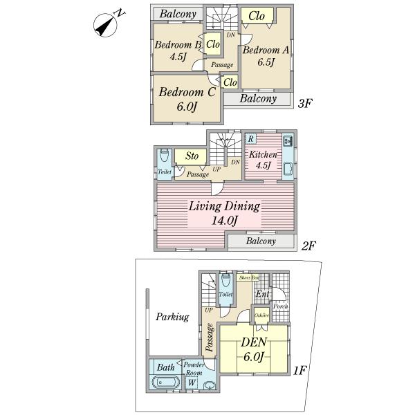 Floor plan. 29,800,000 yen, 4LDK, Land area 73.3 sq m , Building area 103.68 sq m