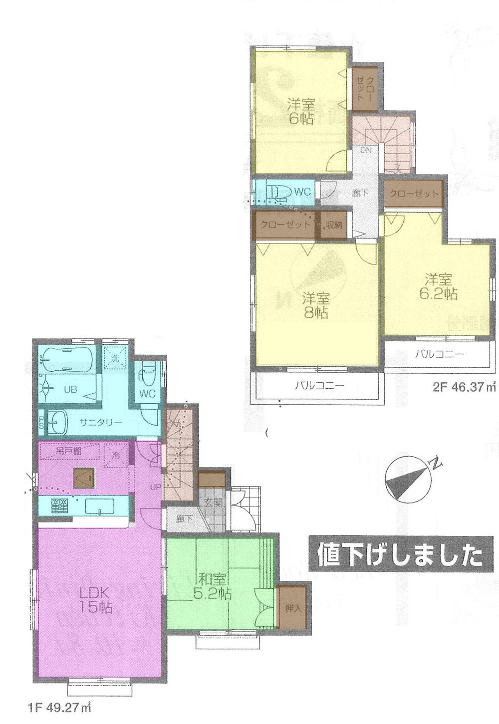 Floor plan. 31,800,000 yen, 4LDK, Land area 94.6 sq m , Building area 95.64 sq m