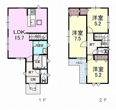 Floor plan. 31,800,000 yen, 3LDK, Land area 90.36 sq m , Building area 79.38 sq m