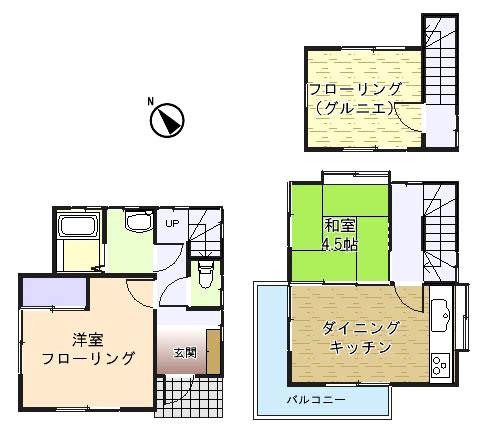 Floor plan. 12,040,000 yen, 2DK, Land area 185.36 sq m , Building area 51.33 sq m