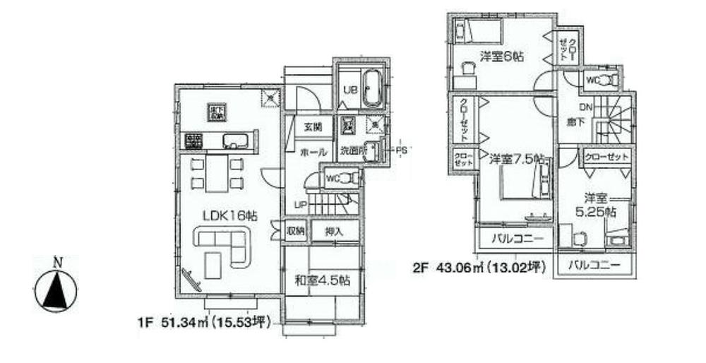 Floor plan. 34,800,000 yen, 4LDK, Land area 118.07 sq m , Building area 94.4 sq m