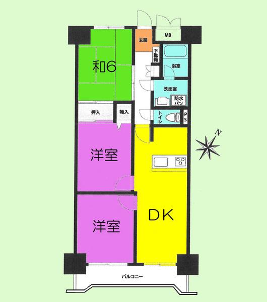 Floor plan. 3DK, Price 16.3 million yen, Footprint 67.2 sq m , Balcony area 7.11 sq m Floor