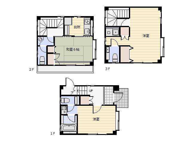 Floor plan. 13,850,000 yen, 3K, Land area 53.54 sq m , Building area 53.34 sq m