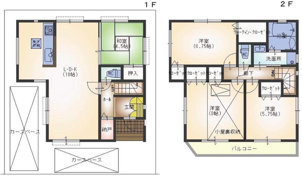 Floor plan. 42,800,000 yen, 4LDK + S (storeroom), Land area 91 sq m , Building area 98.01 sq m