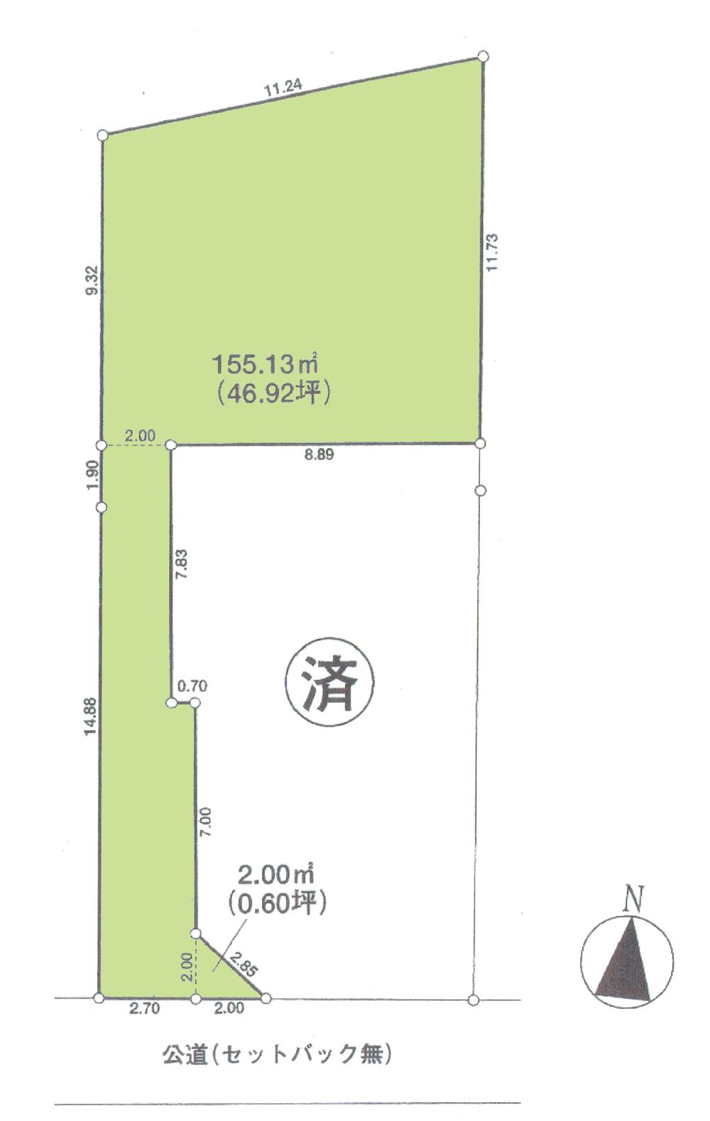 Compartment figure. Land price 24.5 million yen, Land area 155.13 sq m compartment view
