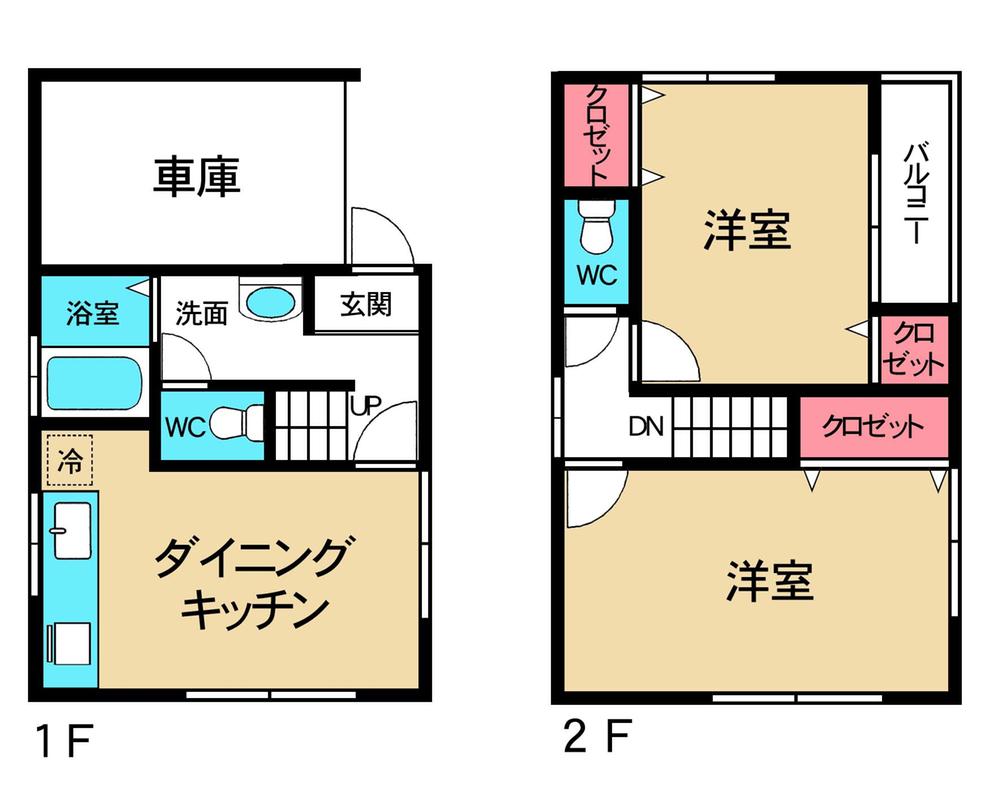 Floor plan. 15.5 million yen, 2DK, Land area 46.47 sq m , Building area 59.45 sq m