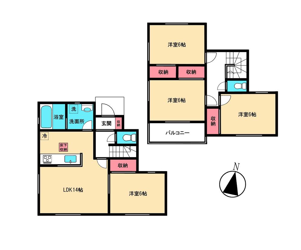 Floor plan. 20.8 million yen, 4LDK, Land area 88.79 sq m , Building area 91.08 sq m