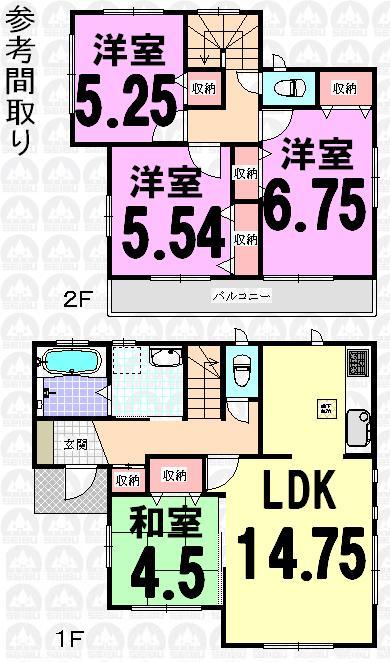 Building plan example (floor plan). Building plan example (No. 2 place) 4LDK, Land price 23,110,000 yen, Land area 100.02 sq m , Building price 12,690,000 yen, Building area 89.23 sq m