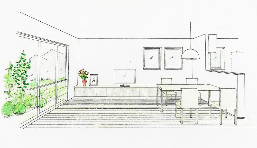 Building plan example (Perth ・ Introspection). Living room