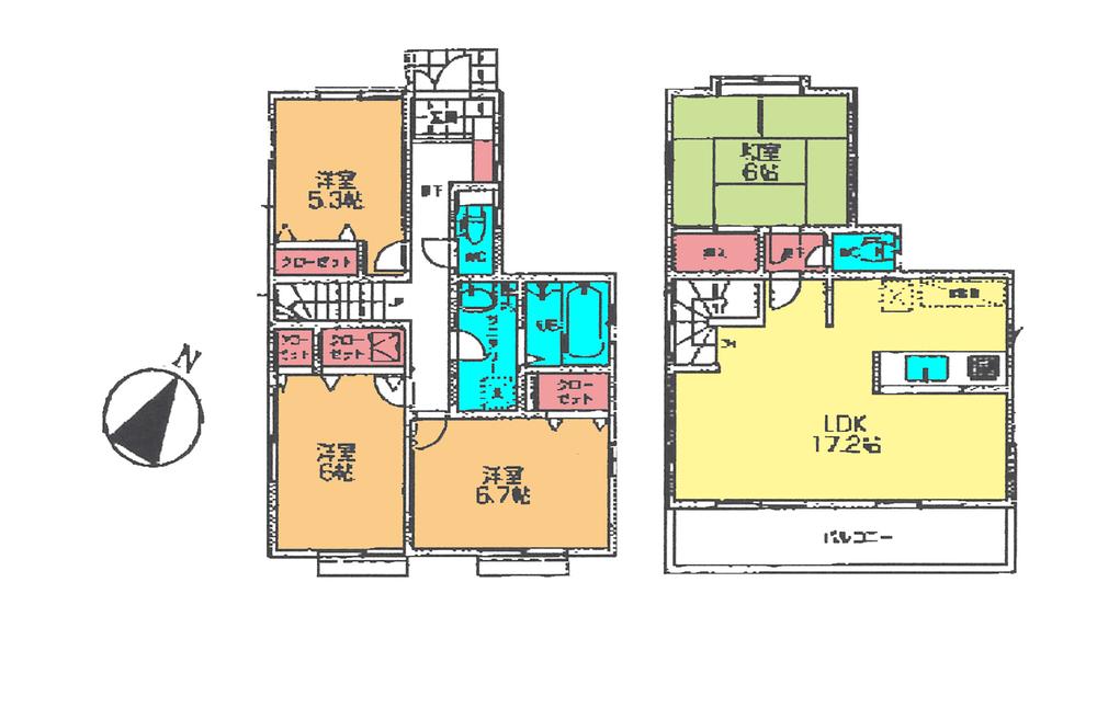 Floor plan. (1 Building), Price 35,800,000 yen, 4LDK, Land area 101.62 sq m , Building area 98.95 sq m