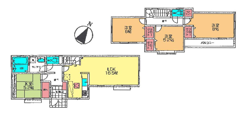 Floor plan. (3 Building), Price 32,800,000 yen, 4LDK, Land area 105.11 sq m , Building area 98.53 sq m