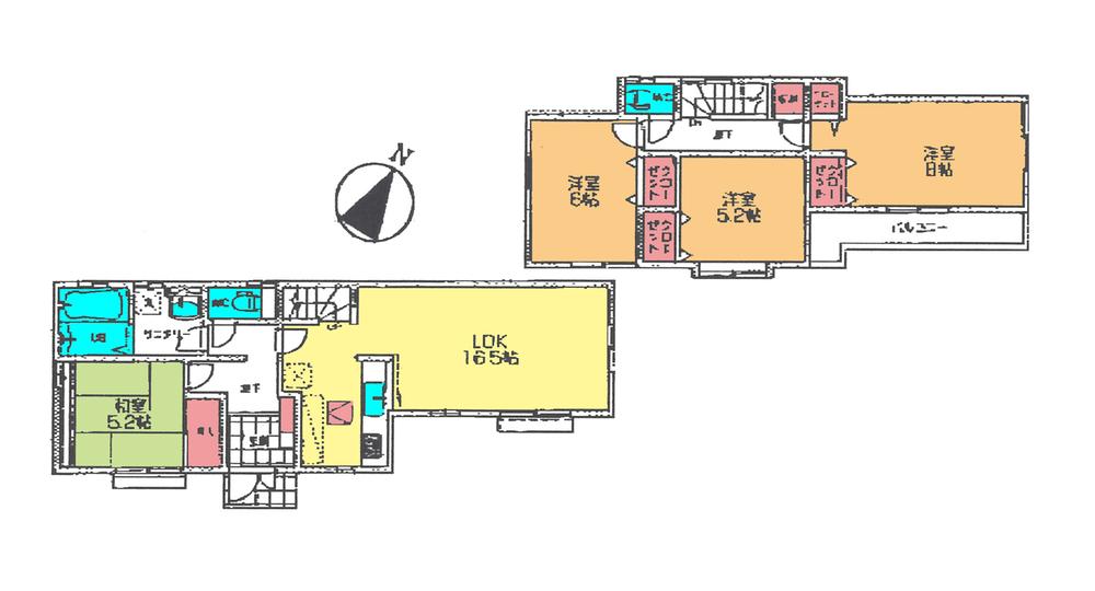 Floor plan. (4 Building), Price 32,800,000 yen, 4LDK, Land area 105.42 sq m , Building area 98.95 sq m