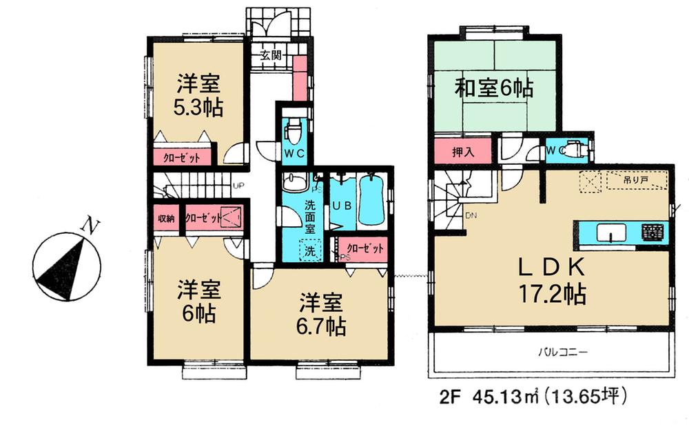 Floor plan. 35,800,000 yen, 4LDK, Land area 101.62 sq m , Building area 98.95 sq m 1 Building