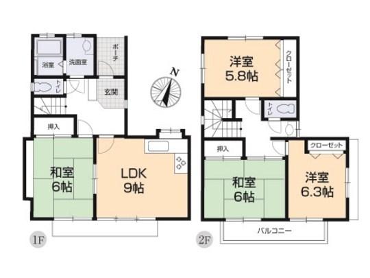 Floor plan. 20.8 million yen, 4DK, Land area 100.04 sq m , Building area 83.62 sq m floor plan