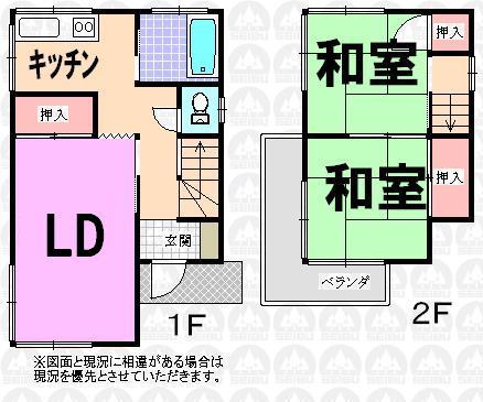 Floor plan. 5.8 million yen, 2LDK, Land area 49.74 sq m , Building area 46.36 sq m