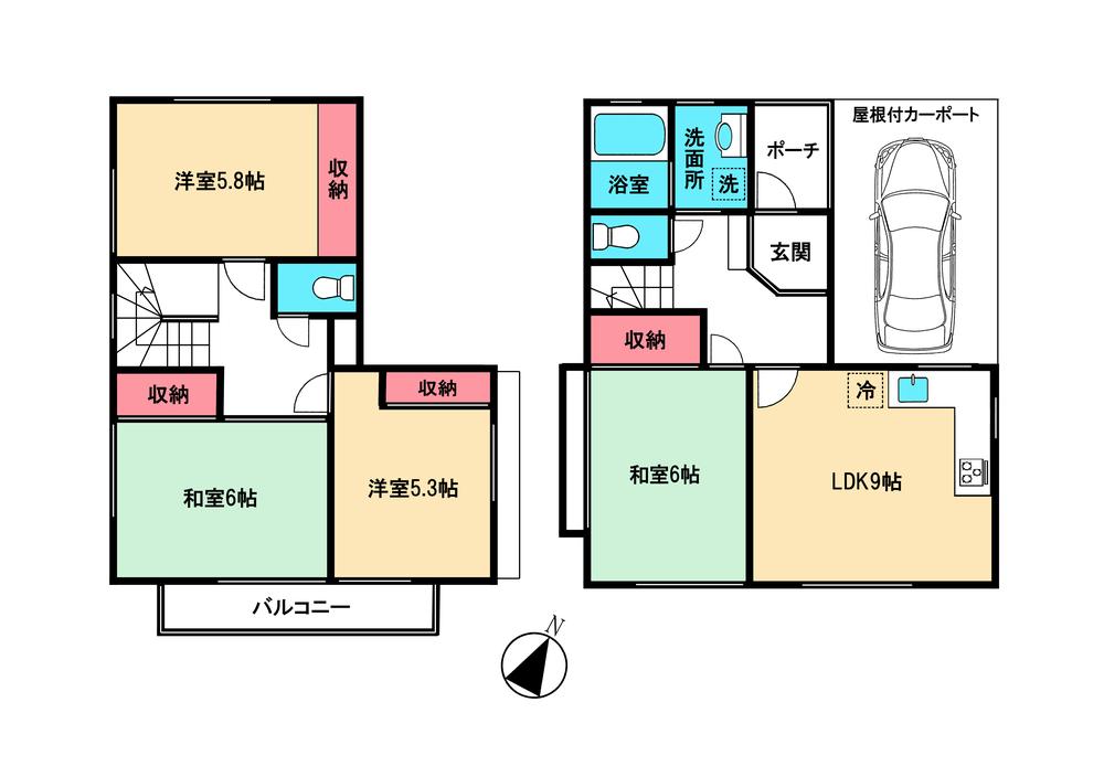 Floor plan. 20.8 million yen, 4LDK, Land area 100.04 sq m , Building area 83.62 sq m