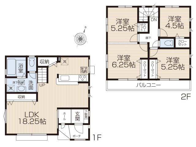Floor plan. 35,300,000 yen, 4LDK, Land area 105.4 sq m , Building area 93.57 sq m