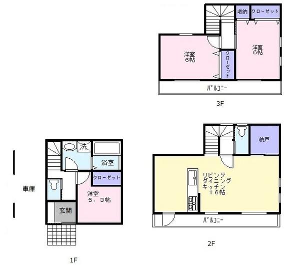 Floor plan. 24,800,000 yen, 3LDK + S (storeroom), Land area 63.37 sq m , Building area 98.95 sq m