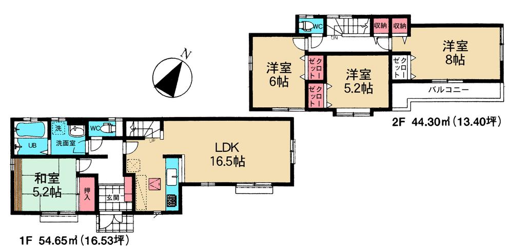 Floor plan. 32,800,000 yen, 4LDK, Land area 105.42 sq m , Building area 98.95 sq m 4 Building