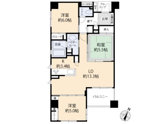 Floor plan. 3LDK, Price 23.5 million yen, Occupied area 73.39 sq m , Balcony area 6 sq m floor plan