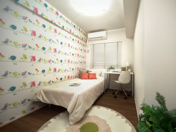 Interior.  [bedroom] Bedroom with a space and the storage space of the room to meet in the future growth of the child. The opening is also considered to privacy as a design that does not face the outside corridor.