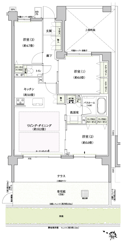 Floor: 3LDK, occupied area: 66.26 sq m