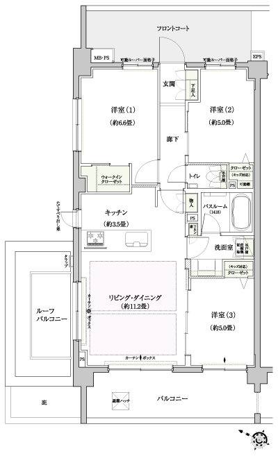 Floor: 3LDK + WIC, the occupied area: 67.94 sq m