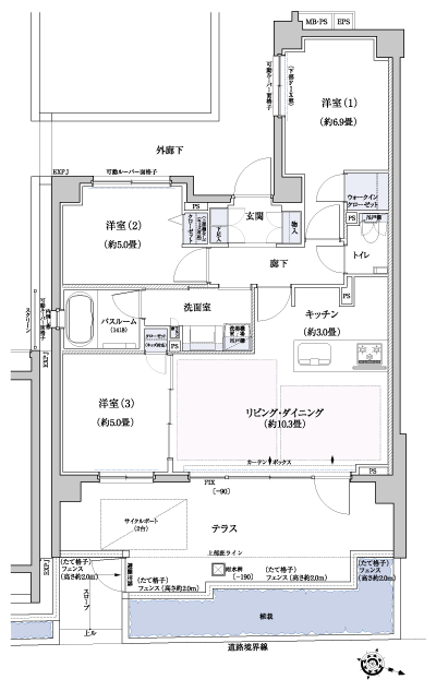 Floor: 3LDK + WIC, the occupied area: 66.36 sq m