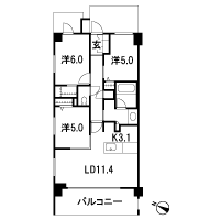 Floor: 3LDK + WIC, the occupied area: 68.32 sq m