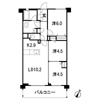 Floor: 3LDK, the area occupied: 62.4 sq m