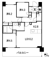 Floor: 3LDK, occupied area: 63.05 sq m