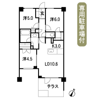 Floor: 3LDK + WIC, the occupied area: 64.58 sq m