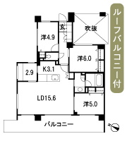 Floor: 3LDK + DEN, the area occupied: 80.1 sq m