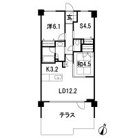 Floor: 2LDK + S, the occupied area: 66.25 sq m