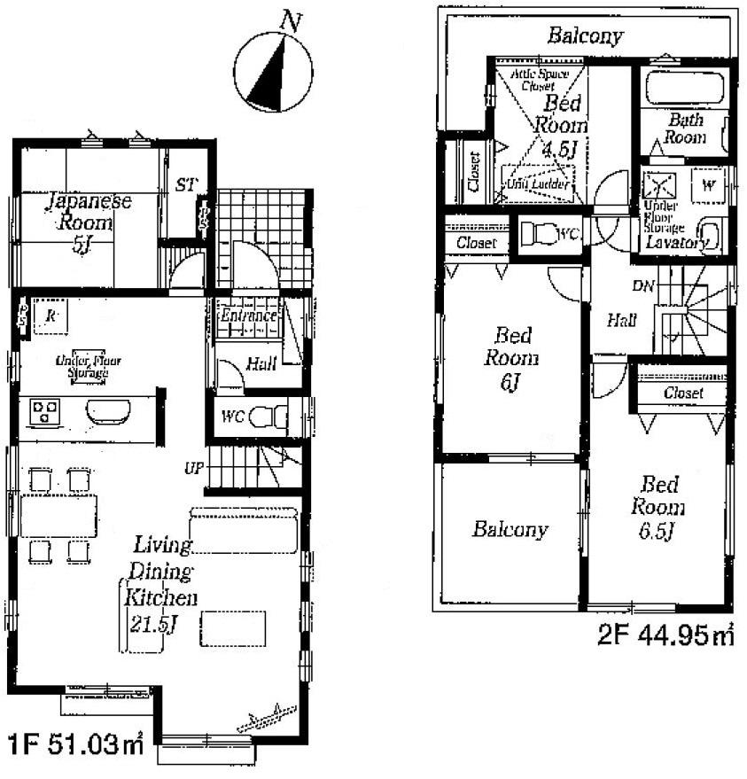 Floor plan. (6 Building), Price 38,800,000 yen, 4LDK, Land area 126.48 sq m , Building area 95.98 sq m