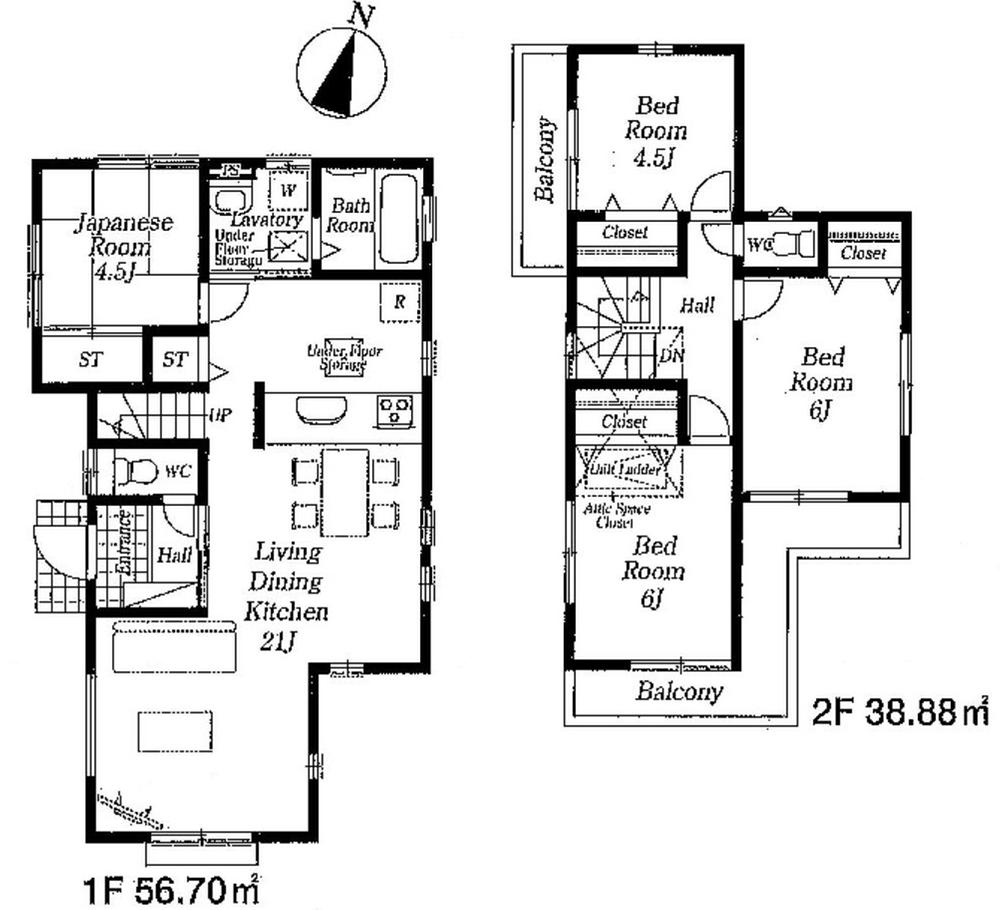 Floor plan. (7 Building), Price 46,800,000 yen, 4LDK, Land area 125 sq m , Building area 95.58 sq m