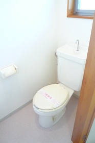 Toilet. With happy to toilet small window