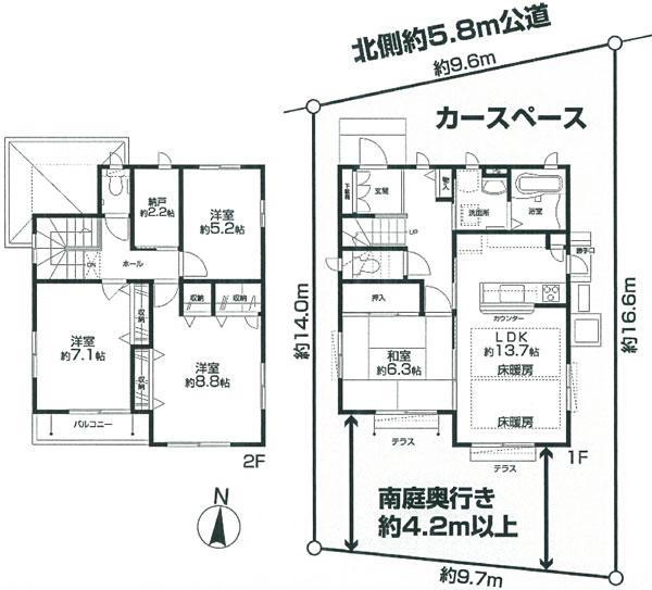 Floor plan. 32,800,000 yen, 4LDK + S (storeroom), Land area 147.4 sq m , Building area 110.86 sq m