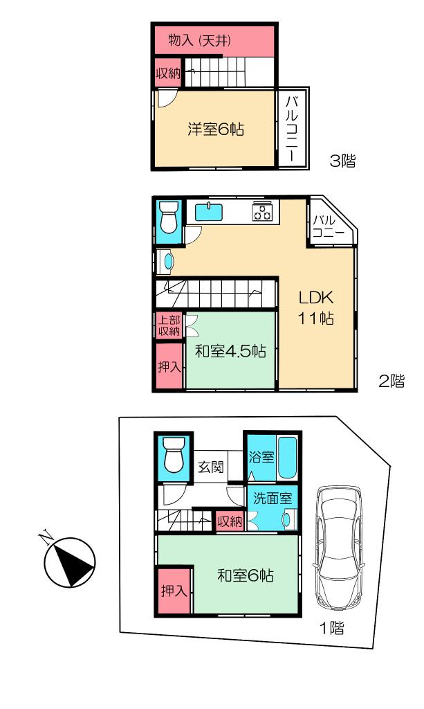 Floor plan. 17.8 million yen, 3LDK, Land area 51.6 sq m , Building area 80.31 sq m