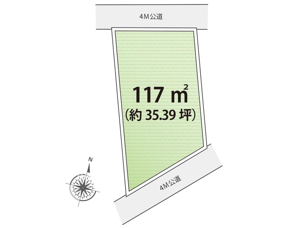 Compartment figure. Land price 20,050,000 yen, It is not in the land area 117 sq m survey map. 