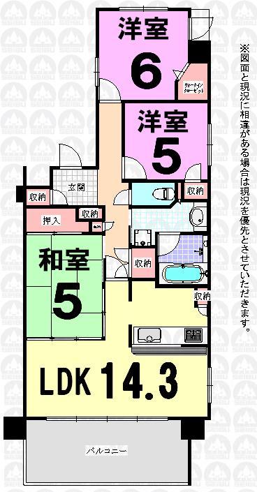 Floor plan. 3LDK, Price 30,490,000 yen, Occupied area 71.38 sq m , Balcony area 10.8 sq m