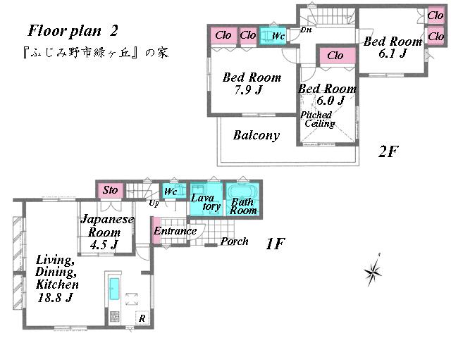 Floor plan. (Building 2), Price 32,800,000 yen, 4LDK, Land area 148.95 sq m , Building area 99.22 sq m