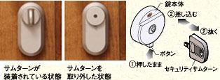 Security equipment. Adopt a removable security thumb. If you remove the thumb, Even be breaking the front door if, Are working with a thumb turn is a mechanism that can not be unlocked by. (Reference photograph)