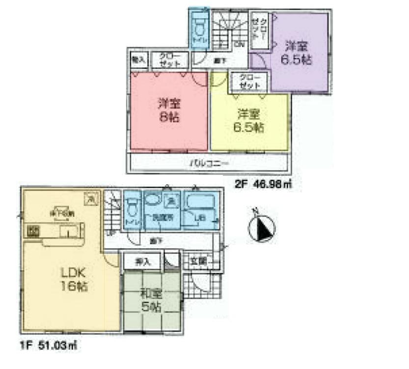 Floor plan. (3 Building), Price 28.8 million yen, 4LDK, Land area 196.86 sq m , Building area 98.01 sq m