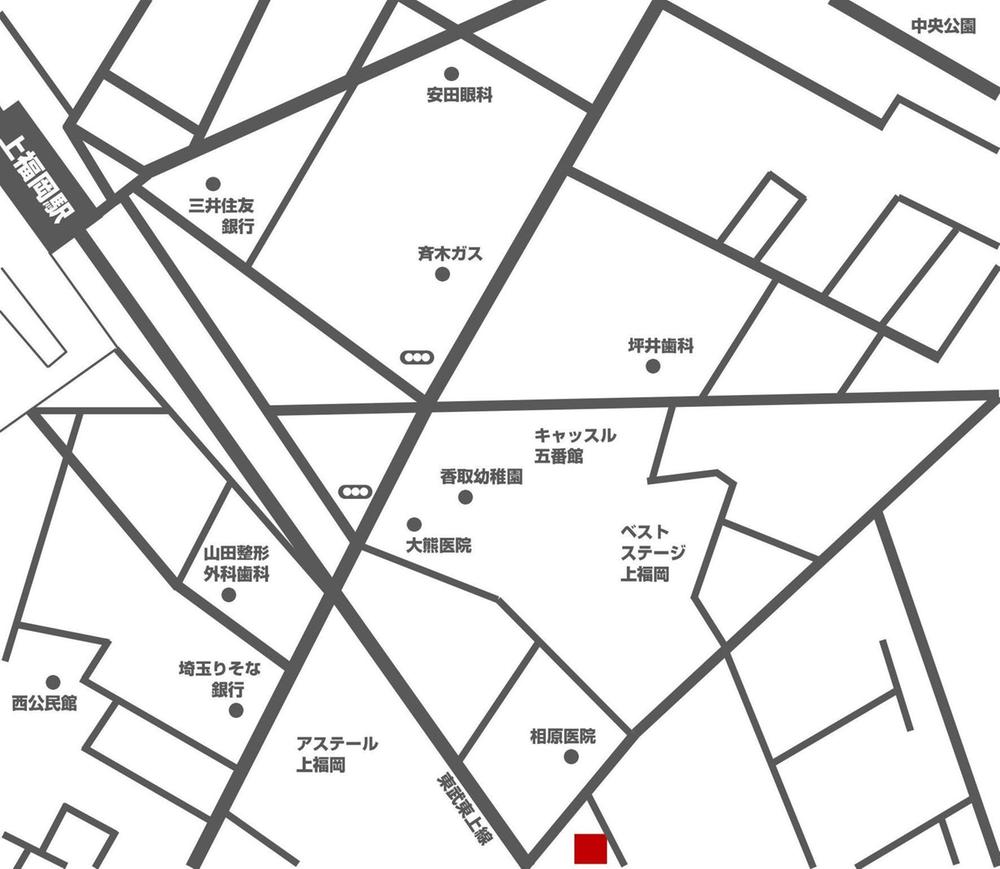 Local guide map. Tobu Tojo Line "Kamifukuoka Station" 6-minute walk. 