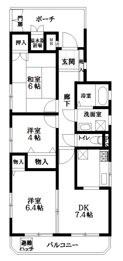 Floor plan. 3DK, Price 13.8 million yen, Occupied area 60.08 sq m , Balcony area 6.59 sq m