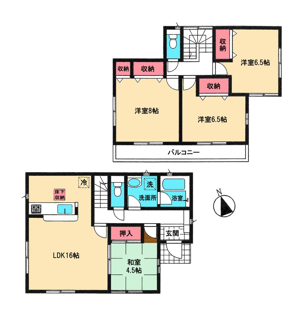 Floor plan. 28.8 million yen, 4LDK, Land area 195.86 sq m , Building area 98.01 sq m