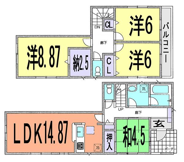 Floor plan. 31,800,000 yen, 4LDK, Land area 141.88 sq m , Building area 97.59 sq m