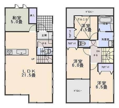 Floor plan. (6 Building), Price 38,800,000 yen, 4LDK, Land area 126.48 sq m , Building area 95.98 sq m
